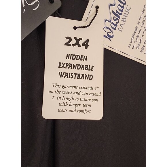 SIGNATURE mens size 44 - 46  x 27 - 29 Expandable waist length black dress pants - Picture 2 of 11